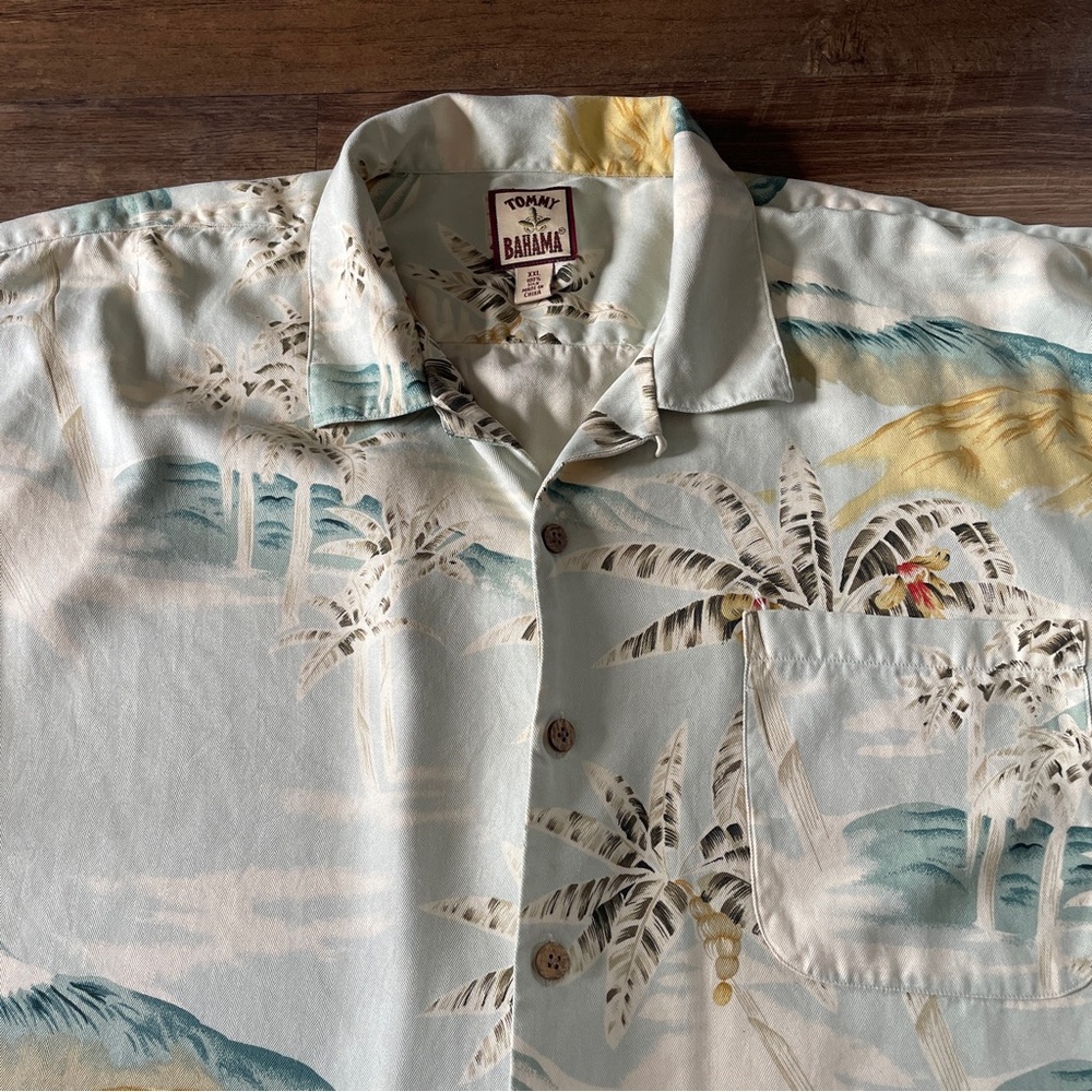 Tommy Bahama tropical palms Silk button Hawaiian Shirt XXL